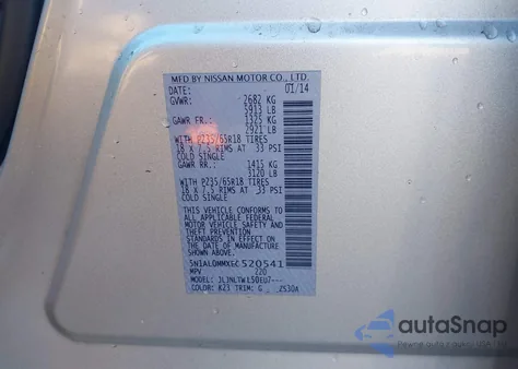 2014 Infiniti Qx60 из США, поврежденный, VIN 5N1AL0MMXEC520541